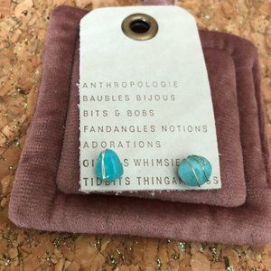 NWT Anthropologie stone mini earrings green